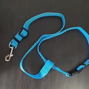 Solid Color Two-in-one Pet Car Seat Belt Nylon Lead Leash Backseat Safety Belt Adjustable Dogs Harness Collar Pet Accessories