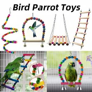 Bird Toys Parrot Cages Swing Toy Colorfu Hanging Hammock Cockatiel Birds Exercise Climbing Toy