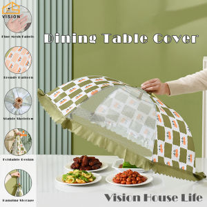 Vision Foldable Food Cover Breathable Anti-flies Dish Cover Household Dust Proof Table Cover Kitchen Leftover Food Cover Washable Mesh Food Cover