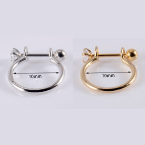 1PC Crystal CZ Hoop C-Shape Earring Thép Phẫu Thuật Helix Tragus Sụn Daith Rook Stud Ear Trang Sức Vàng & Màu Bạc
