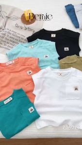 Áo tanktop cotton xược túi ngực thêu gấu dáng hàn quốc cho bé trai bé gái từ 9đến 24kg BERNIE 23A026