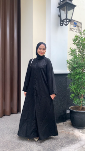 BUSANA MUSLIM GAMIS HITAM ZIP EMBOS ETNIC BY SABELLA ABAYA