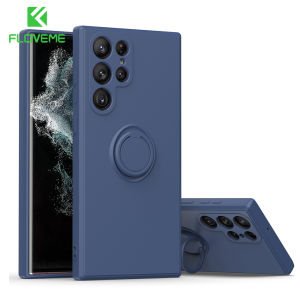FLOVEME With Ring Holder Liquid Silicone Phone Case For Samsung Galaxy S24 Ultra S23 S22 S21 Ultra Plus Matte All-inclusive Anti-fall Shockproof Back Cover For Samsung S24 S23 S22 S21