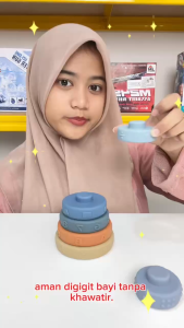 Mainan Anak STACKED CIRCLE EDUCATIONAL 1019 Mainan Edukasi Stacking Silikon Susun Montessori Teether