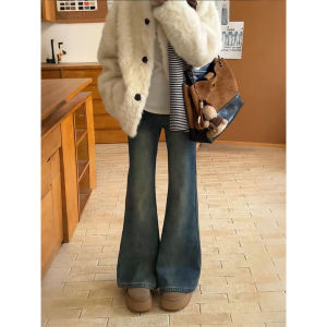 QIANCHANGNAAI | Retro Warm Flared Jeans for Plus Size Shaping and Comfort