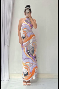 Women’s Long Halter Melo Dress – Stretchable Fit From XS up to XXL Perfect for Summer