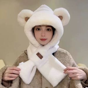 Thickened Fleece Winter Hat Scarf Set Womens Cycling Warm Ear Protection Windproof One Size Fits Most Fashionable Autumn Winter