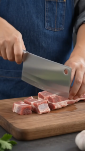 Nipiin Bone Chopper Stainless Steel Butcher Knife Heavy Duty Sharp Blade Home Kitchen Bone Meat Cutter