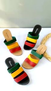 Velonesia - AURORA Sandal Papirut Motif Warna Kombinasi Sandal Flat Wanita Bahan Papirut Nonslip