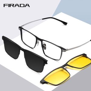 FIRADA Luxury Fashion Eyewear Mens Vintage Square Titanium Magnet Eyeglasses Optical Prescription Glasses For Men Women 9905