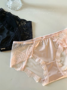 กางเกงชั้นในผ้าซาตินสไตล์อเมริกันเซ็กซี่สำหรับผู้หญิง กางเกงชั้นในผ้าฝ้ายแท้เอวต่ำ ทรงเข้ารูป ระบายอากาศได้ดี ความปรารถนาที่บริสุทธิ์