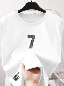 Áo Thun Nam Cổ Tròn Tay Lửng Cotton Thoáng Khí Dáng Rộng Mùa Hè 2025 Thương Hiệu Thời Trang Mỹ Pure Cotton round Neck Tank Top