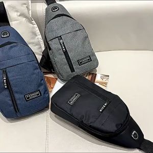 Túi nam đeo chéo vải Canvas chống trầy xước có lỗ tai nghe thích hợp đi học đi chơi phong cách Hàn Quốc L5 T240