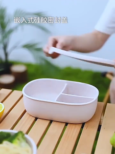 Silicone Bento Lunch Box with Cover Square Bento Box Leakproof Food Container Microwave-safe