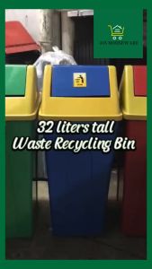 32L Garbage Big Recycling Trash Bin Trash Can Colored with Swing Cover Rubbish Segregation 6309