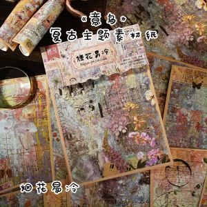 Poppys Studio - (10H56) 20 Lembar Kertas Seri Bunga Retro 10x14cm Untuk Dekorasi Scrapbook Bullet Journal Diary Jurnal Retro Vintage