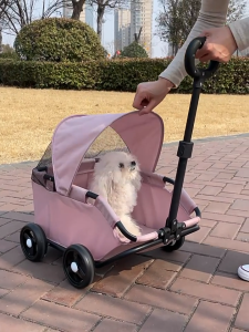 "Local Stock" Foldable 4-Wheel Dog Stroller with Sun Canopy – Pet Stroller for Travel Shopping Walking and Playtime for Small Dogs and Cats