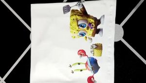 Kaos Pria Model Terkini Trending Motif 3D Bahan katun 24s Spongbob H034