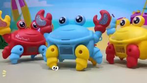 Mainan Edukatif Anak Hewan Kepiting Elektrik Cute Crab Walking Musik Lampu Warna Warni Berjoget