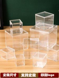 Transparent Acrylic Plastic Storage Box Square Cosmetic Candy Display Case Desktop Organizer Handmade Craft Storage Box