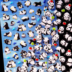 Adorable Mini 3D Animal Penguin Panda Bubble Stickers for Children Kindergarten Decals Easy Peel Stick Learning Toys for Kids