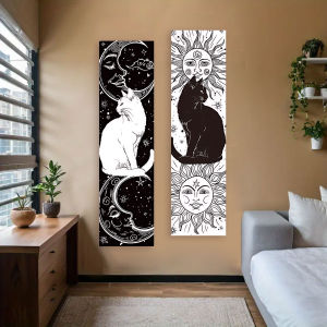 Witchcraft Cat Sun & Moon Tapestry Wall Hanging For Bedroom Living Room Aesthetic Art Tapestry Polyester Washable Home Decor