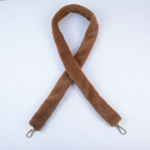 Fashionable Long Hooked Rabbit Fur Shoulder Strap Crossbody Bag Womens Accessories Soft Tote Bag Casual Style Contrast Color