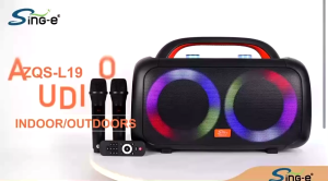 ZQS-L19 Outdoor Bluetooth Speaker Loud Audio Subwoofer Home Theater Dual Wireless Karaoke speakers RGB lights Party pember Suara W/ Free 2 Microphone