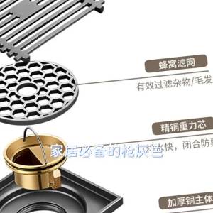 Odor Preventing Floor Drain with Invisible Core