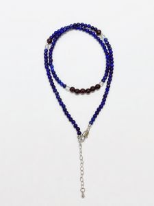 Beaded Necklace with Niche Design - Creative and Elegant Collarbone Necklace featuring Lapis Lazuli Garnet and Grade AA Clear Quartz. LXF