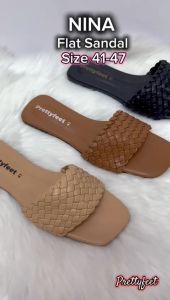 Prettyfeet NINA Sandal Perempuan Plus Size - Women Slipper - Size 41 to 47 (Ready Stock)