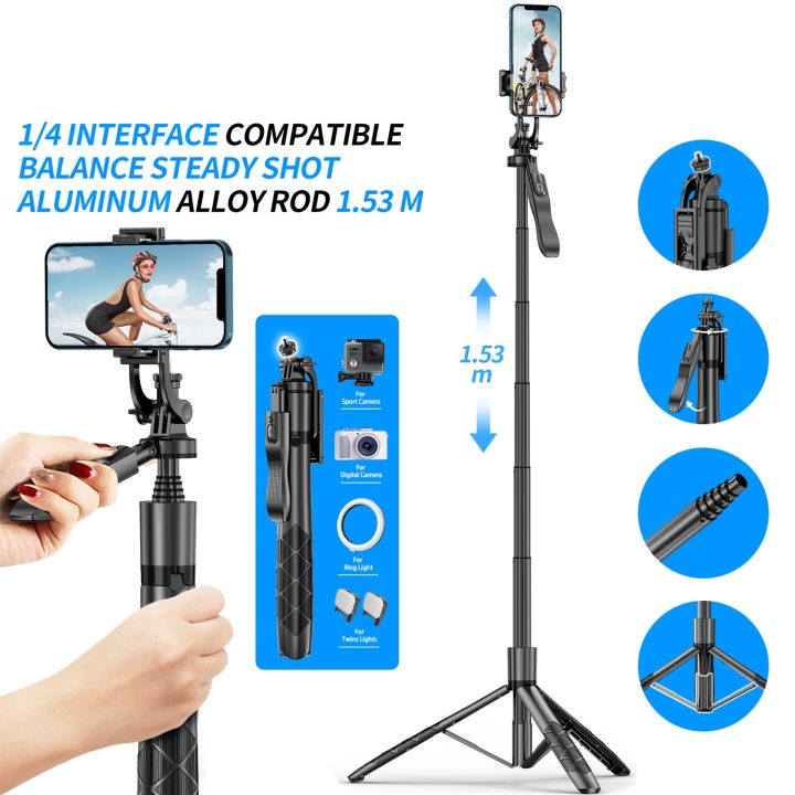 1530mm Wireless Selfie Stick Tripod Phone Stand Holder Tripod for