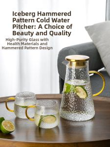 Luxury Glass Cold Water Pot Large Capacity Heat Resistant Home Use Tea Pot Set Living Room Drinking Cup Crystal Glass Water Pot