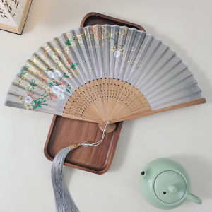 Portable Folding Silk Fan Traditional Chinese Dance Fans Women Summer Handheld Miniature Artisanally Crafted Bamboo Sturdy