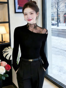 Lace Splice Black T-Shirt Spring Wear Design Innerwear