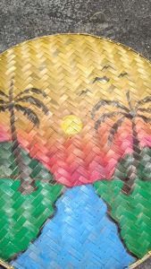 Tampah Bambu Lukis Dekorasi Tema Pemandangan - Walldecor Cafe Minimalis