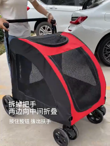【Local Delivery】Big Dog Cart With Detachable Cushion Adjustable Handle Foldable 4Wheel Pet Cart For Big Dog And Medium Dog Station Wagon