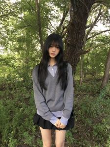 Xanvas | False Two-Piece Polo Collar College Style Cleanfit Sweater