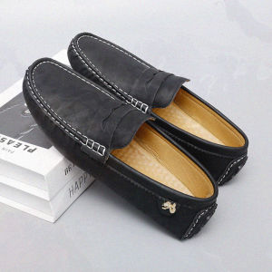 Casual Driving Shoes Mens Bean Bean Slip-On Soft Bottom Leisure Business Style Rubber Outsole Mixed Material Upgraded Version