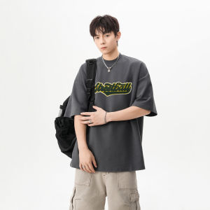 เสื้อยืดคอกลมแขนสั้นผ้าฝ้ายแท้พิมพ์ลายตัวอักษรสำหรับผู้ชาย ฤดูร้อน วัยรุ่น แฟชั่น ลำลอง ออกกำลังกาย ระบายอากาศได้ดี เสื้อยืดผู้ชาย