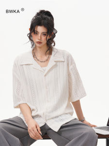 BWKA | White Lace Cuban Collar Short Sleeve Shirt