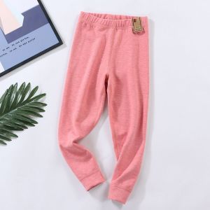 Childrens Silk Wool Boneless Warm-Keeping Pants Double-Sided Brushed Heating Long Johns for Boys and Girls Baby Base Uniform Pants Autumn and Winter