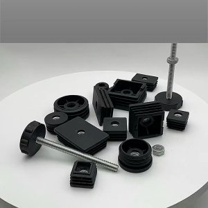 4Pcs Adjustable M8 Foot Plug with Nut Square Plastic Foot Pad