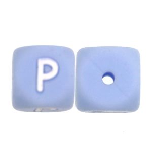 20pcs/Lot 12mm Square Blue Silicone Letter Beads For Jewelry Making DIY Bracelet Necklace Keychain Pen Etc Handmade Accessories