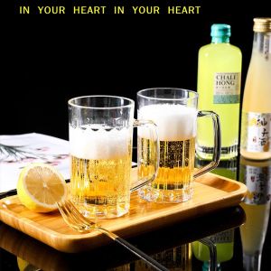 【X】Acrylic Plastic 500ML Unbreakable Beer Mug for Coffee Juice Water Showcasing a Transparent Design