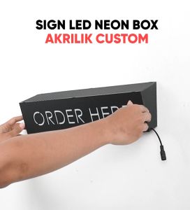 Sign Led Neon Box Akrilik Black Doff Bebas Custom Premium Ukuran 40x10cm
