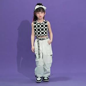 Bộ Đồ Nhảy Jazz Cho Bé Gái Trang Phục Nhảy Đường Phố Cho Trẻ Em Mùa Hè hiphop Quần Dài Trang Phục Biểu Diễn Trống Hip Hop Trẻ Em 3.10