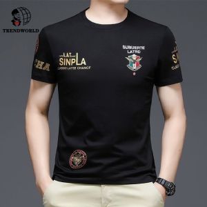 Summer New Short Sleeve T-shirt Mens Round Neck Slim Fit Printed T-shirt Sweatshirt Half Sleeve Mens Wear