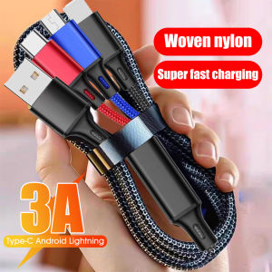 Hot Sale 3 In 1 Micro USB Type C Fast Charging Cable 3A Nylon Braided Phone Data Line for Iphone 15 14 Xiaomi Huawei USB C Wire Cord