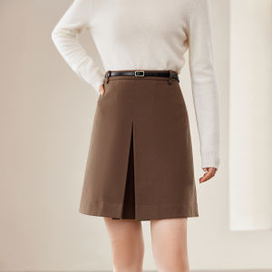 Yigue | Short High Waist Slimming Thermal Belted A-Line Skirt